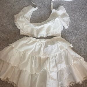 Showpo White Ruffled Skirt Set